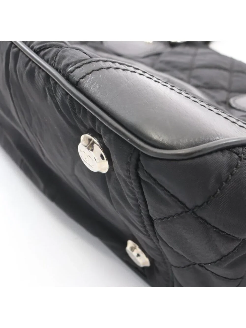 Chanel Tote Paris New York Line Black Nylon Leather New